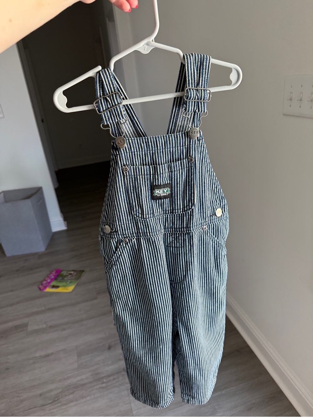 KEY Kids Blue Stripe Overalls One-Piece